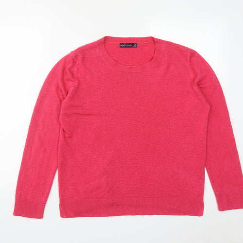 Marks and Spencer Womens Pink Round Neck  Acrylic Pullover Jumper Size 16