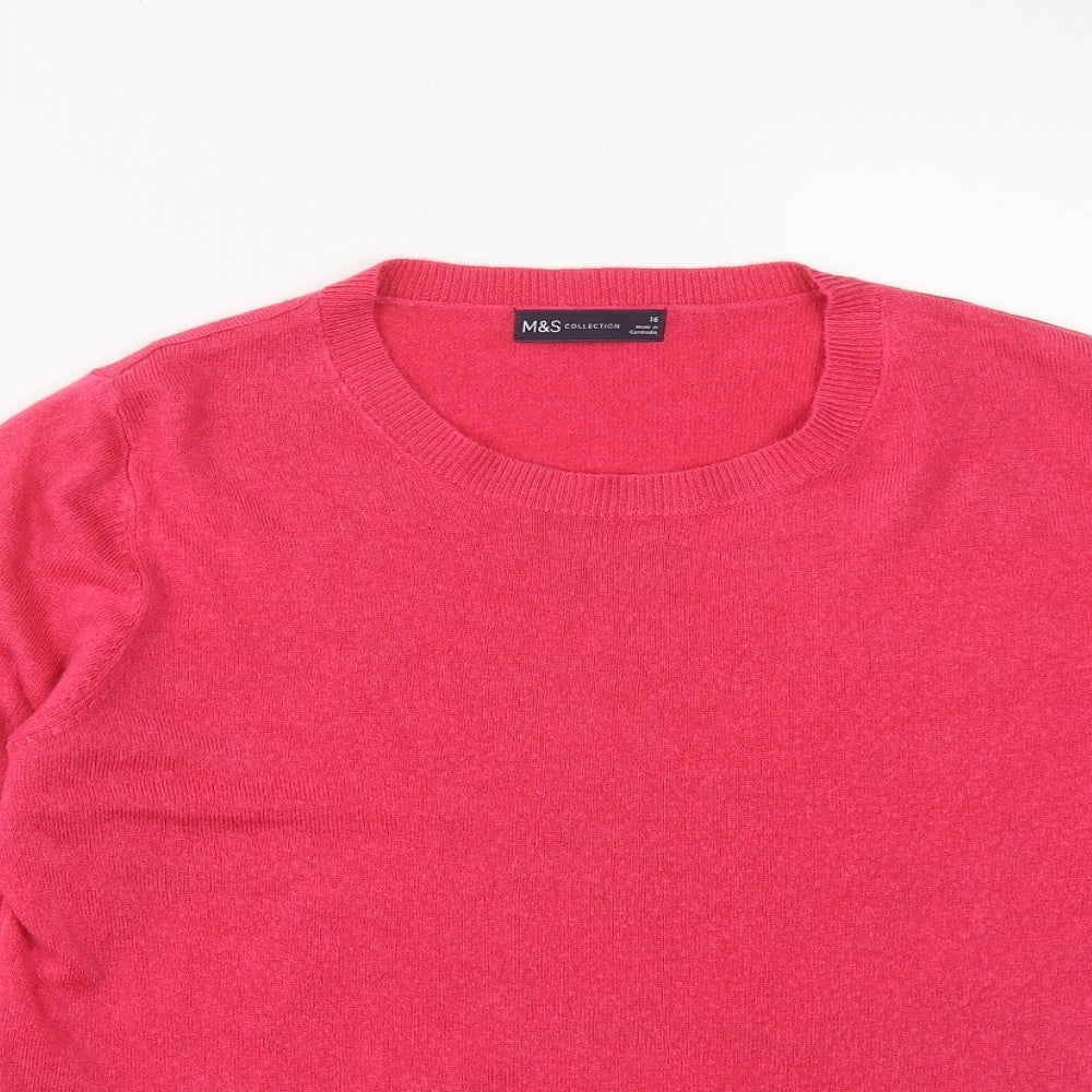 Marks and Spencer Womens Pink Round Neck  Acrylic Pullover Jumper Size 16