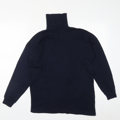 Preworn Womens Blue  Cotton Basic T-Shirt Size 8 High Neck
