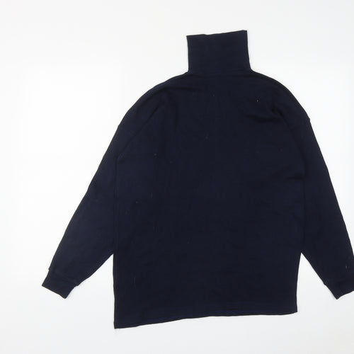 Preworn Womens Blue  Cotton Basic T-Shirt Size 8 High Neck