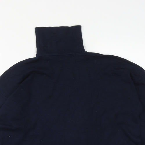 Preworn Womens Blue  Cotton Basic T-Shirt Size 8 High Neck