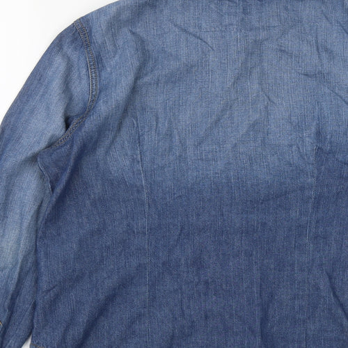 YESYES Womens Blue  Cotton Basic Button-Up Size 14 Collared