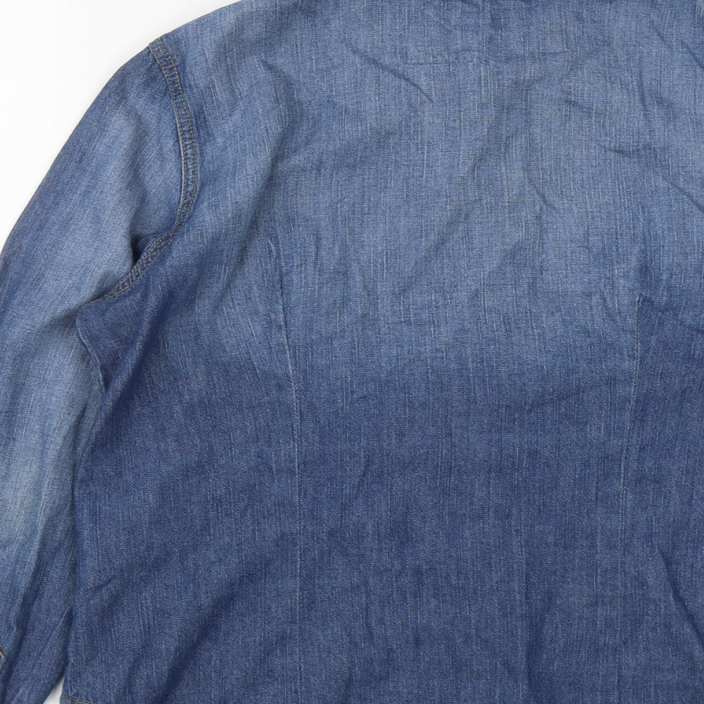 YESYES Womens Blue  Cotton Basic Button-Up Size 14 Collared