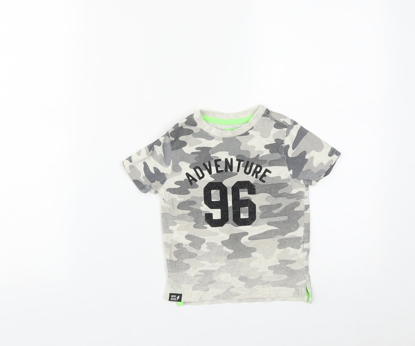 F&F Boys Grey Camouflage Cotton Basic T-Shirt Size 12-18 Months Round Neck