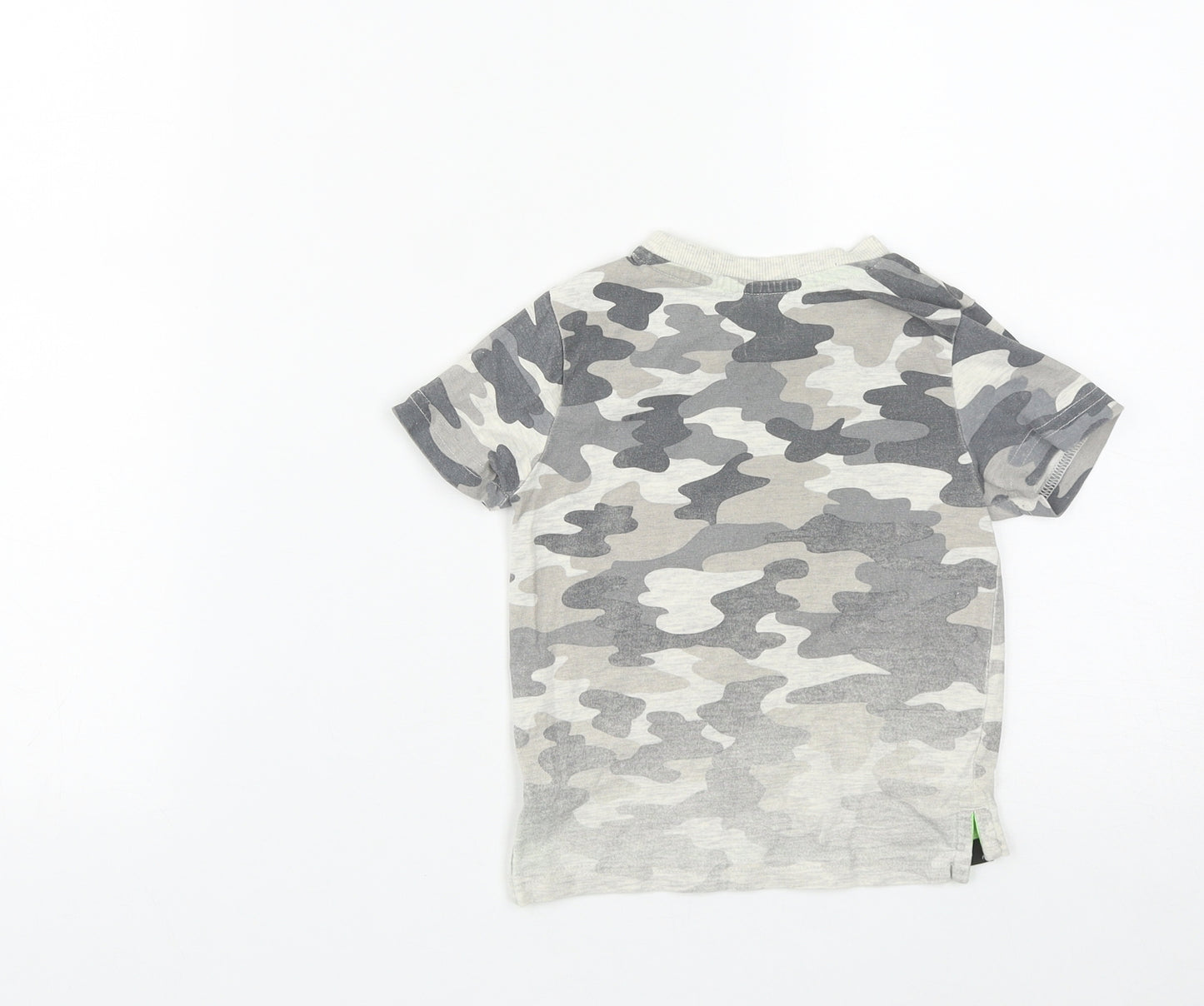 F&F Boys Grey Camouflage Cotton Basic T-Shirt Size 12-18 Months Round Neck