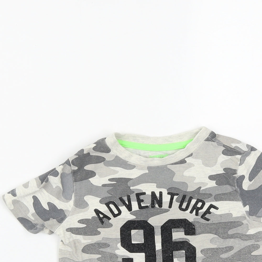 F&F Boys Grey Camouflage Cotton Basic T-Shirt Size 12-18 Months Round Neck