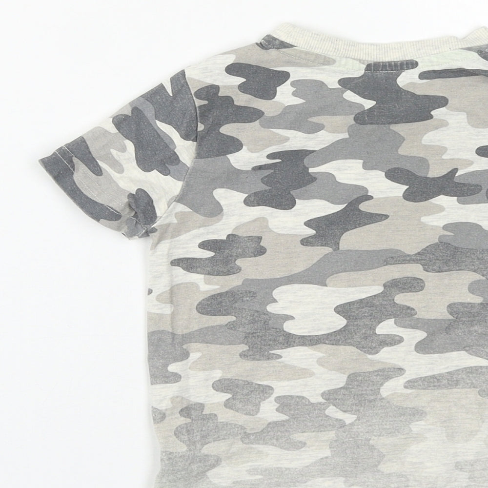 F&F Boys Grey Camouflage Cotton Basic T-Shirt Size 12-18 Months Round Neck