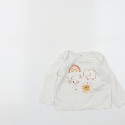 F&F Girls White  Cotton Basic T-Shirt Size 12-18 Months Round Neck
