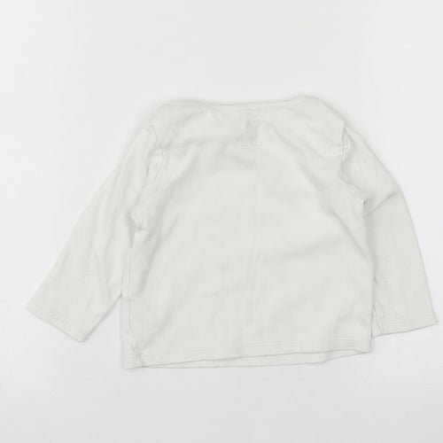 F&F Girls White  Cotton Basic T-Shirt Size 12-18 Months Round Neck