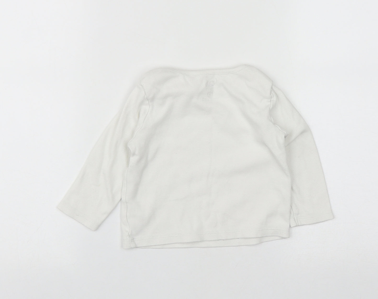 F&F Girls White  Cotton Basic T-Shirt Size 12-18 Months Round Neck