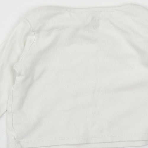 F&F Girls White  Cotton Basic T-Shirt Size 12-18 Months Round Neck