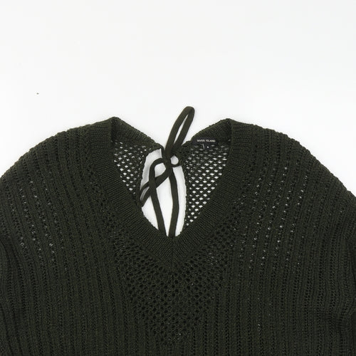 River Island Womens Green V-Neck  Acrylic Pullover Jumper Size 6