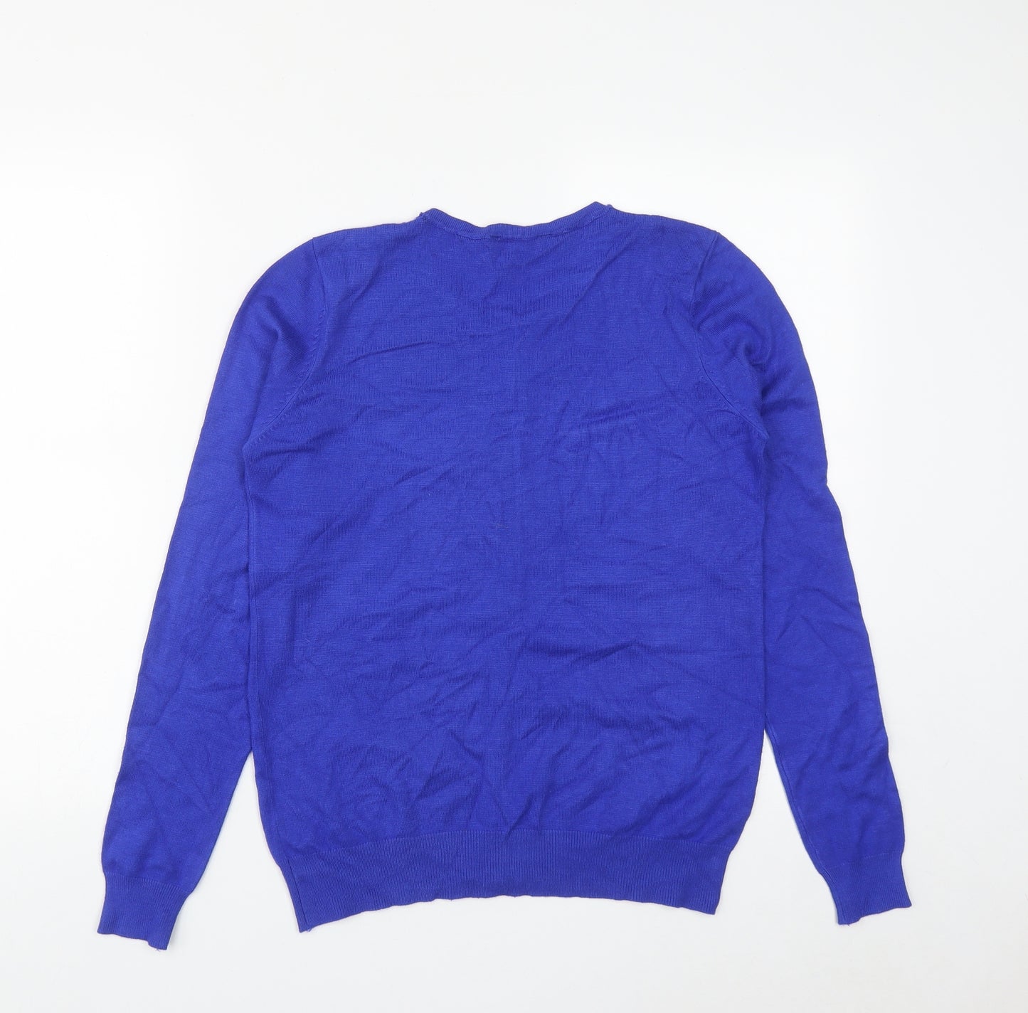 BHS Womens Blue Round Neck  Viscose Cardigan Jumper Size 12
