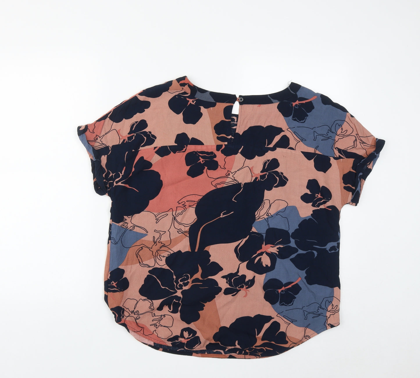 NEXT Womens Multicoloured Geometric Viscose Basic Blouse Size 12 Round Neck