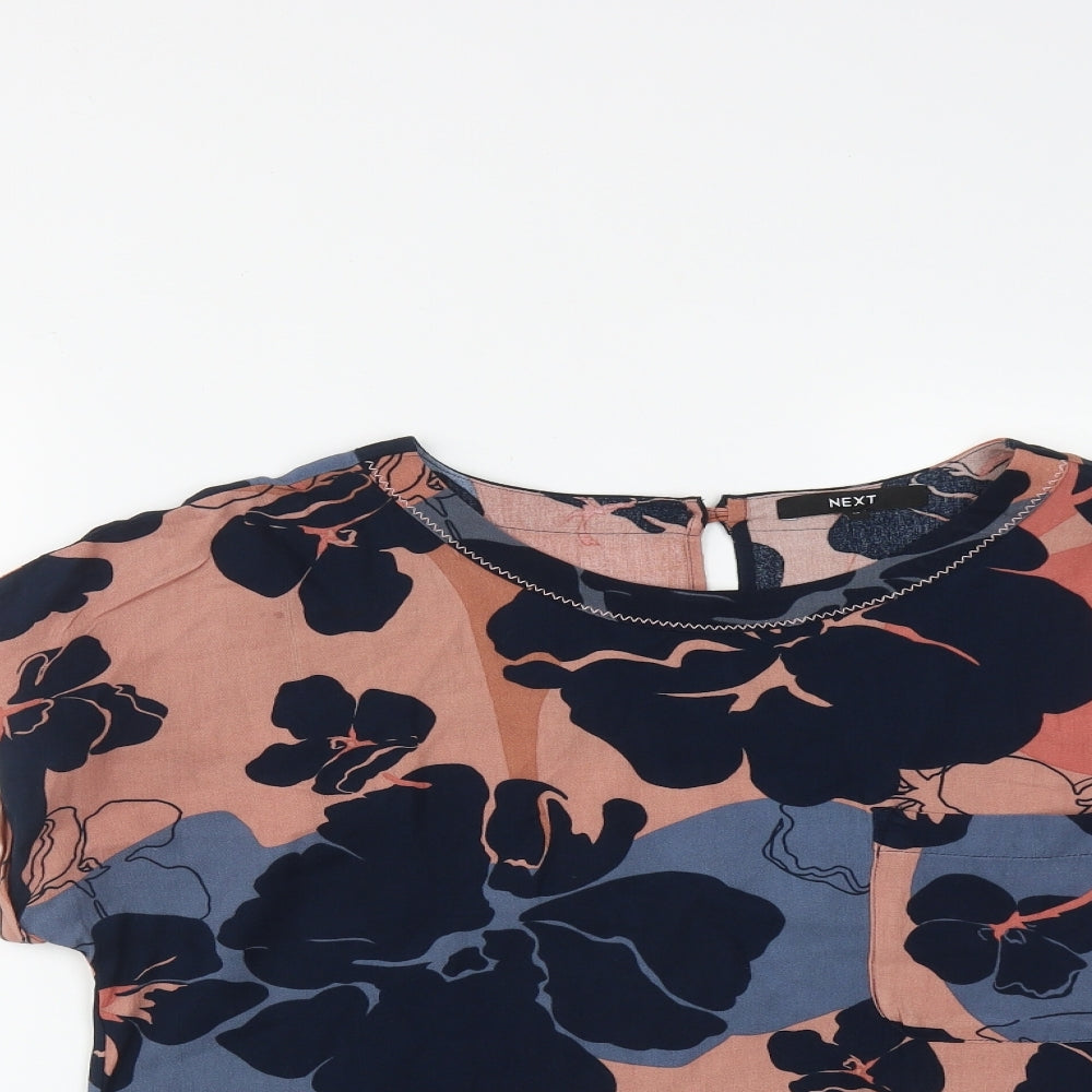 NEXT Womens Multicoloured Geometric Viscose Basic Blouse Size 12 Round Neck