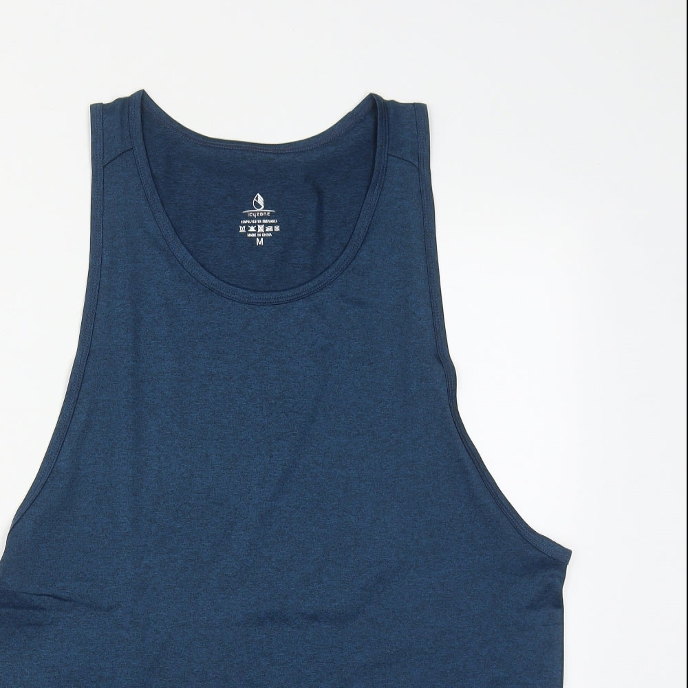 Icy Zone Mens Blue  Polyester Basic Tank Size M Round Neck