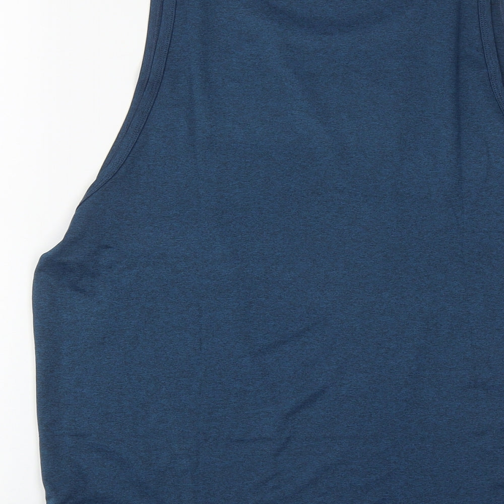 Icy Zone Mens Blue  Polyester Basic Tank Size M Round Neck