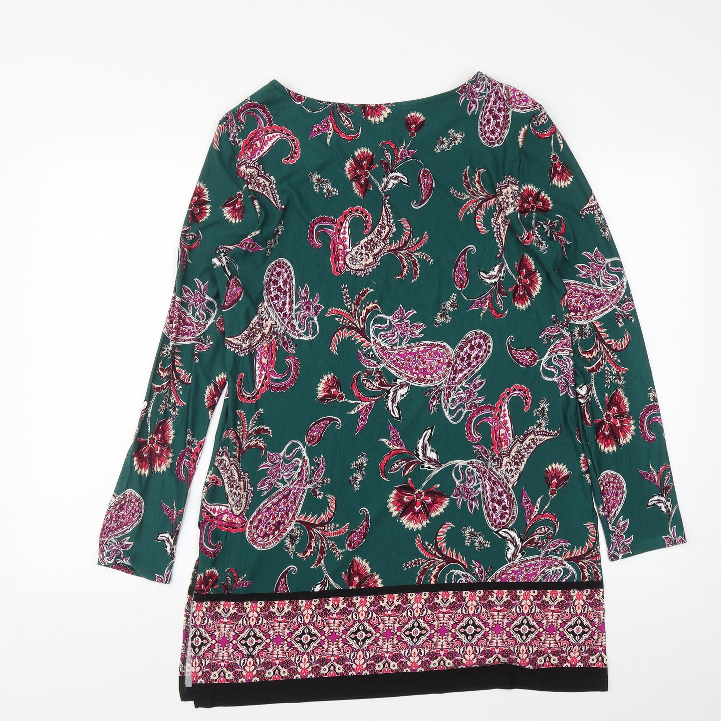 Roman Womens Multicoloured Geometric Viscose Tunic Blouse Size 12 Round Neck