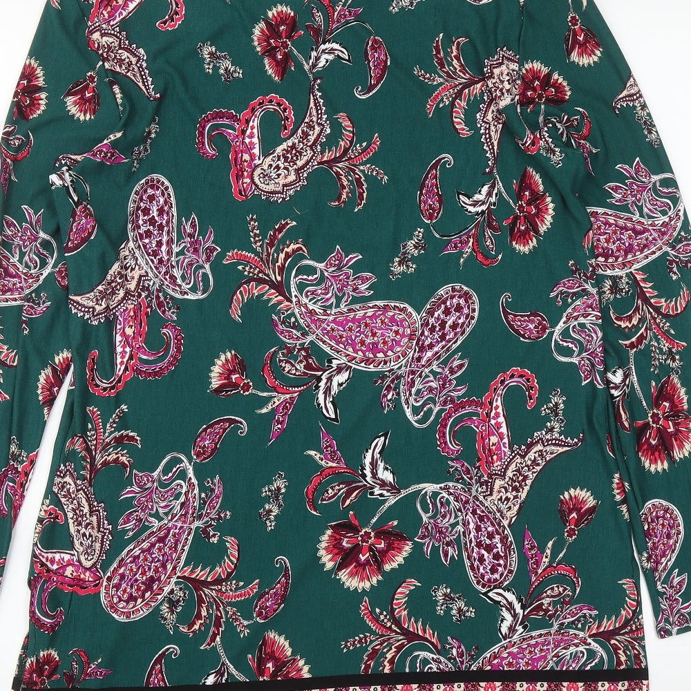 Roman Womens Multicoloured Geometric Viscose Tunic Blouse Size 12 Round Neck