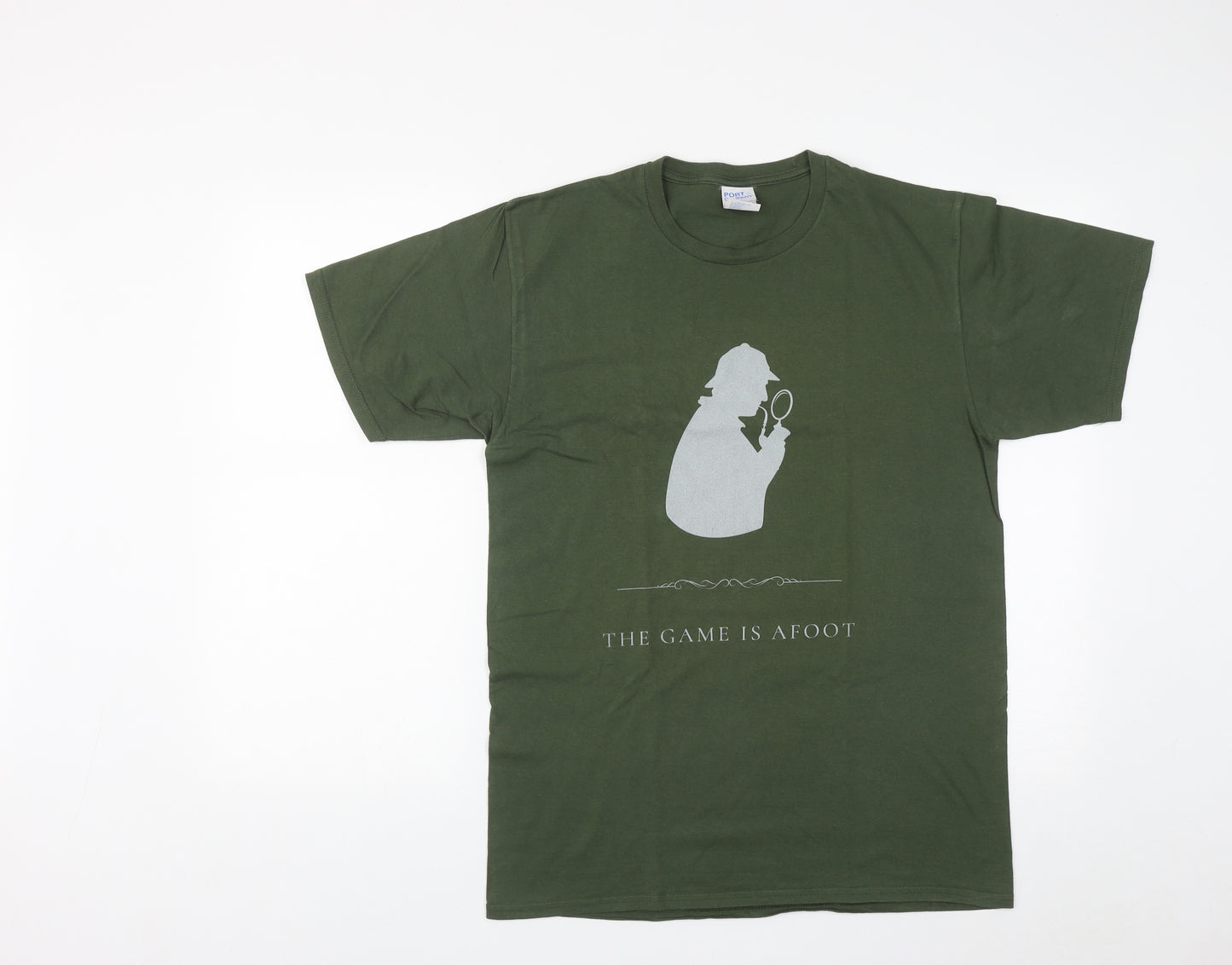 Port Company Mens Green  Cotton  T-Shirt Size M Round Neck  - Sherlock Holmes