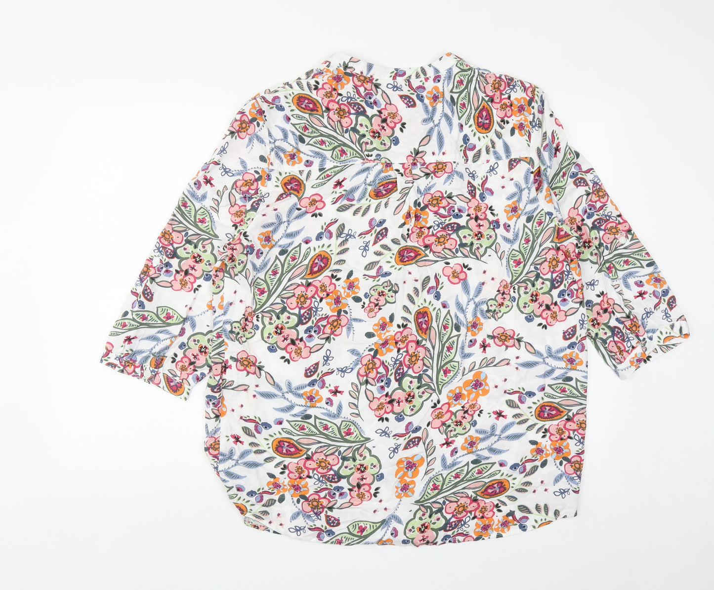 Isle Essentials Womens Multicoloured Geometric Viscose Basic Button-Up Size 18 V-Neck