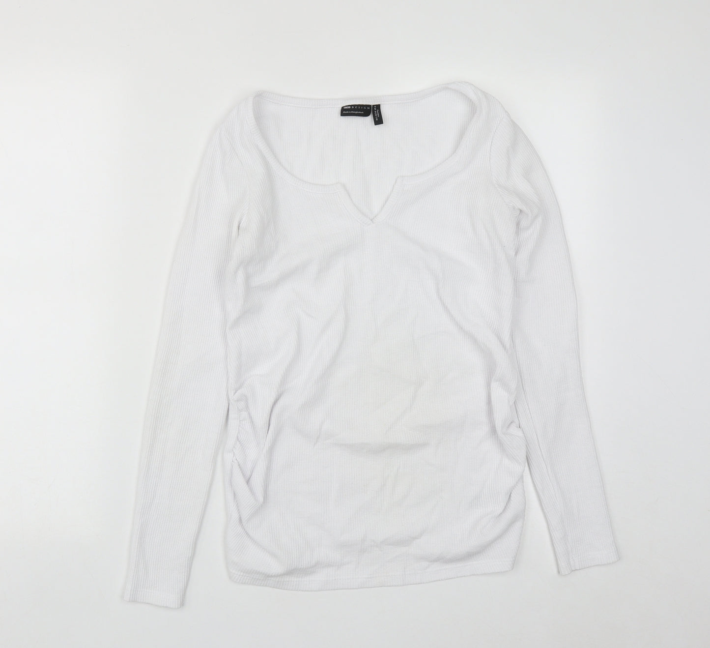 ASOS Womens White  Cotton Basic T-Shirt Size 6 V-Neck