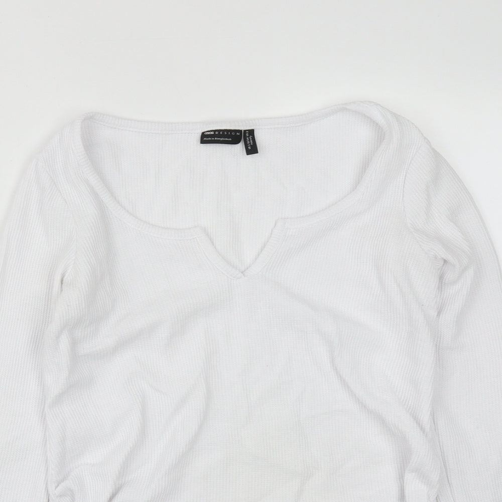 ASOS Womens White  Cotton Basic T-Shirt Size 6 V-Neck