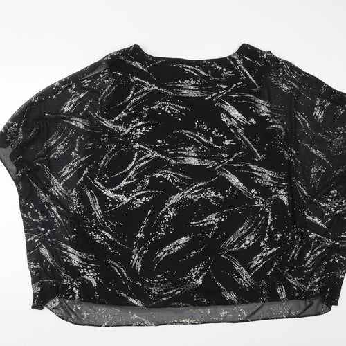 Gerard Womens Black Geometric Polyester Basic Blouse Size 20 V-Neck