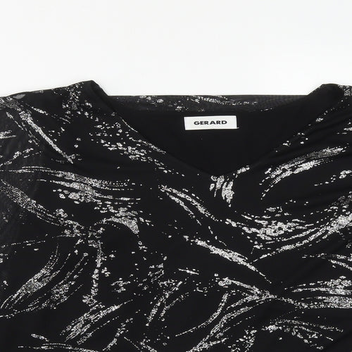 Gerard Womens Black Geometric Polyester Basic Blouse Size 20 V-Neck