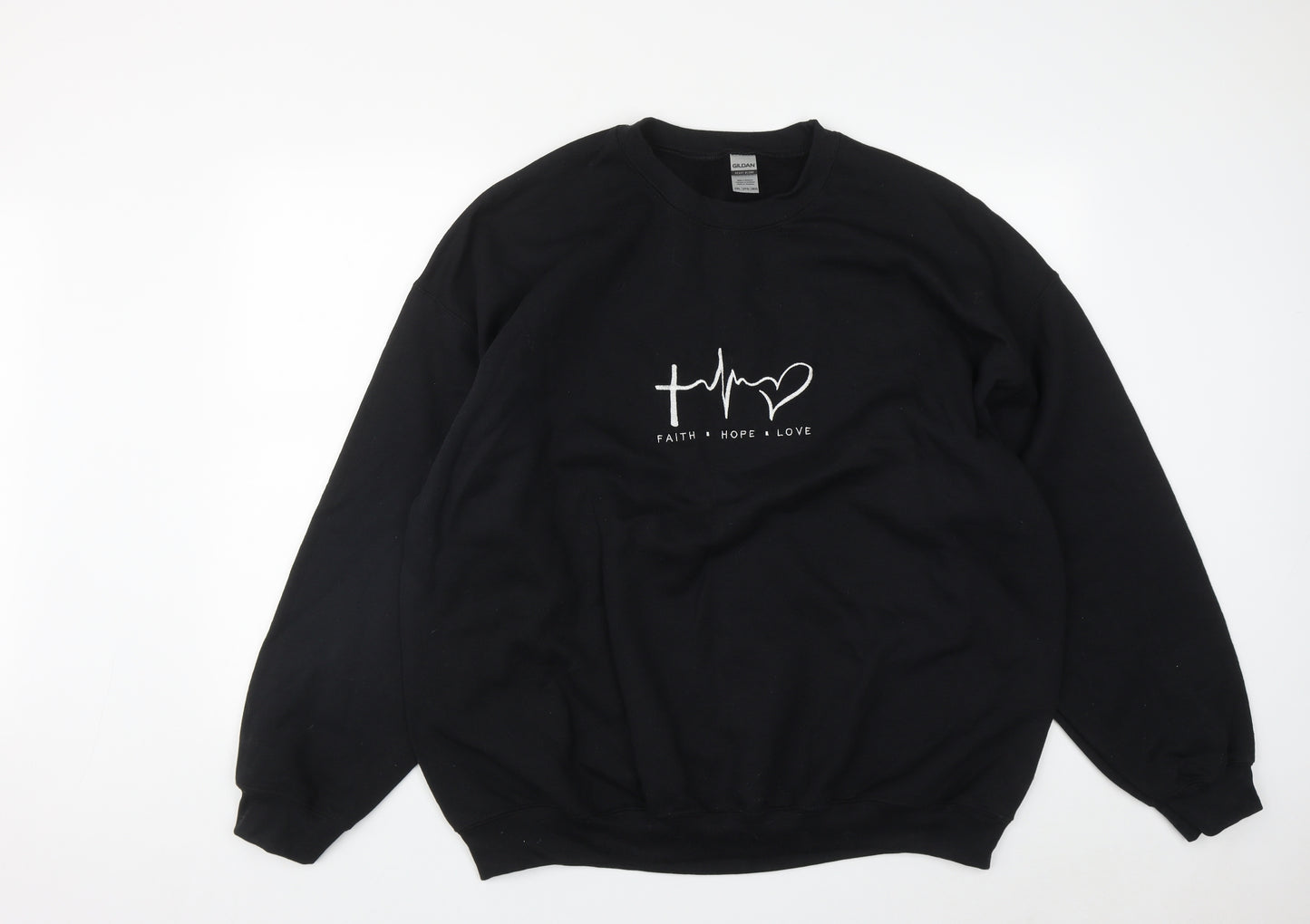 Gilden Womens Black  Polyester Pullover Sweatshirt Size 2XL
