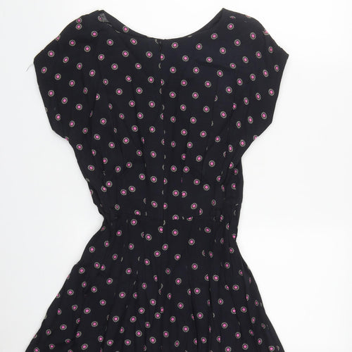 Topshop Womens Black Geometric Viscose Playsuit One-Piece Size 6  Zip