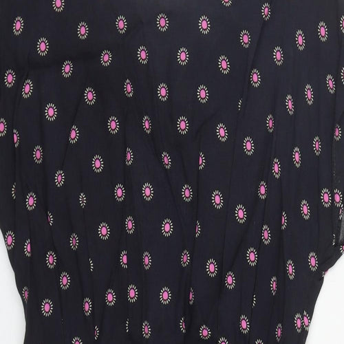 Topshop Womens Black Geometric Viscose Playsuit One-Piece Size 6  Zip
