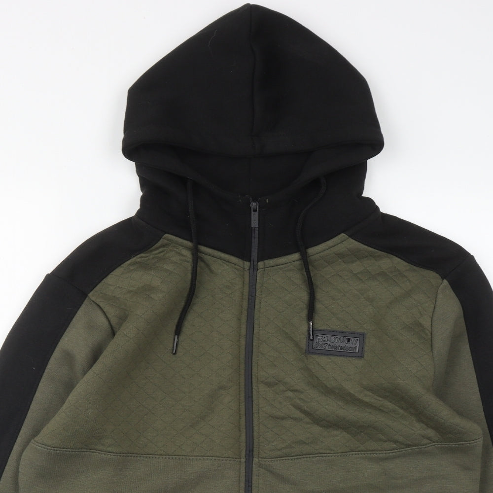 Twisted Soul Mens Green  Polyester Full Zip Hoodie Size M