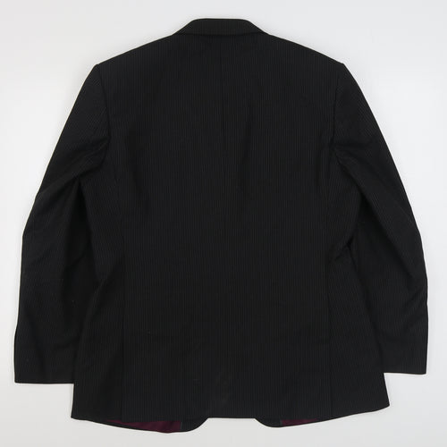 George Mens Black Striped Polyester Jacket Suit Jacket Size 40