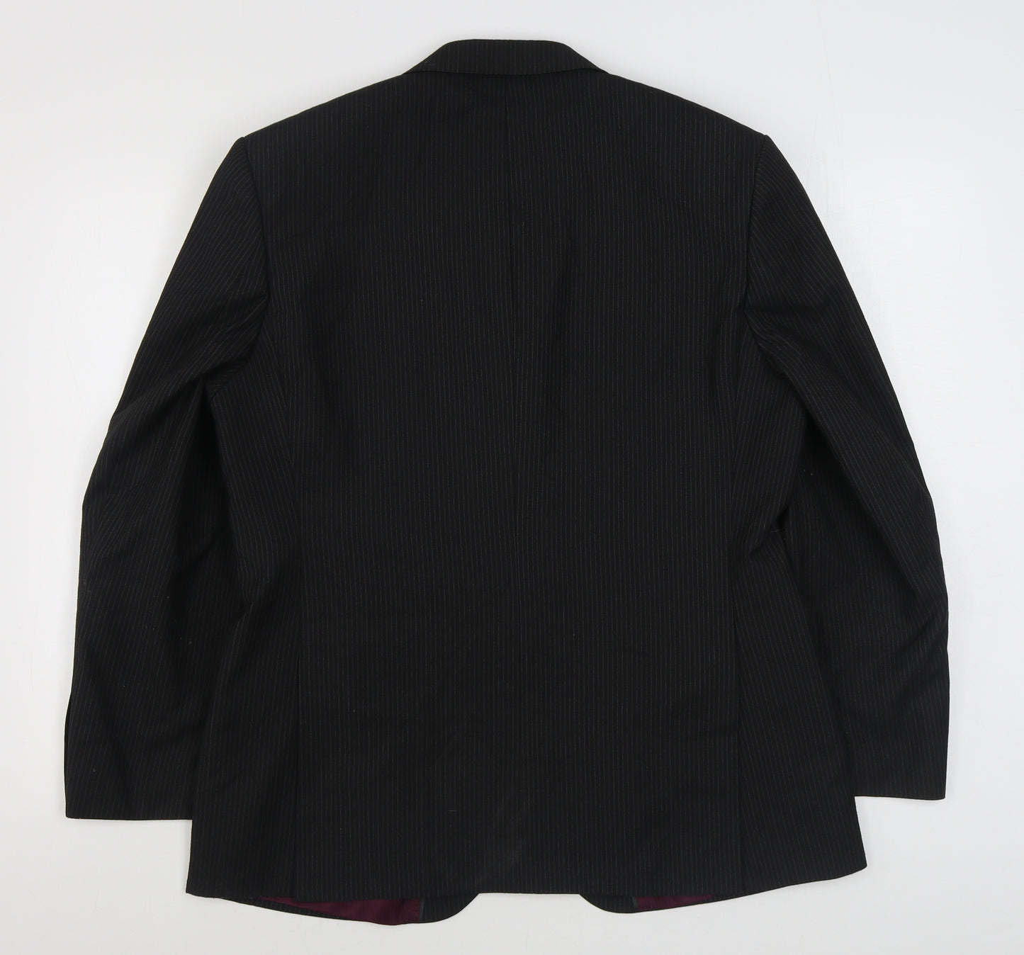 George Mens Black Striped Polyester Jacket Suit Jacket Size 40