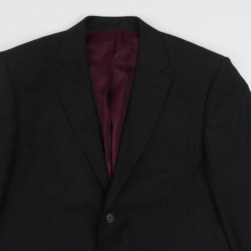 George Mens Black Striped Polyester Jacket Suit Jacket Size 40