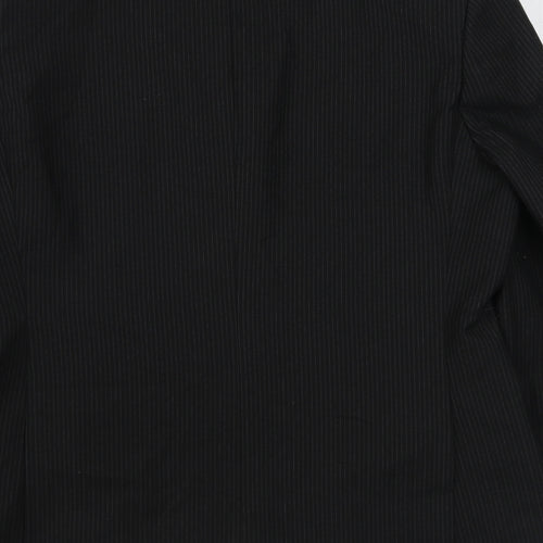 George Mens Black Striped Polyester Jacket Suit Jacket Size 40