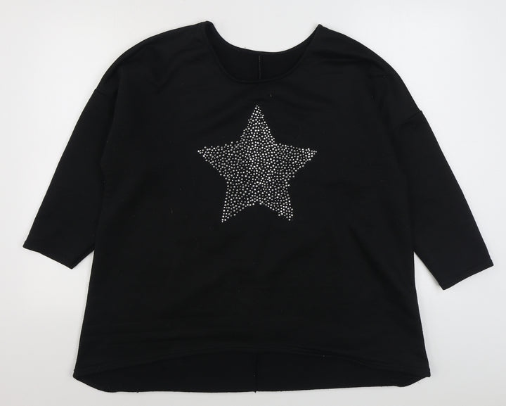 Peacocks Womens Black  Polyester Pullover Sweatshirt Size L  Pullover
