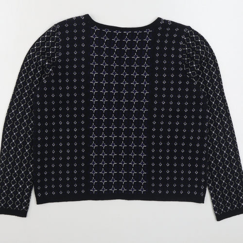 George Womens Black Boat Neck Geometric Acrylic Pullover Jumper Size 10