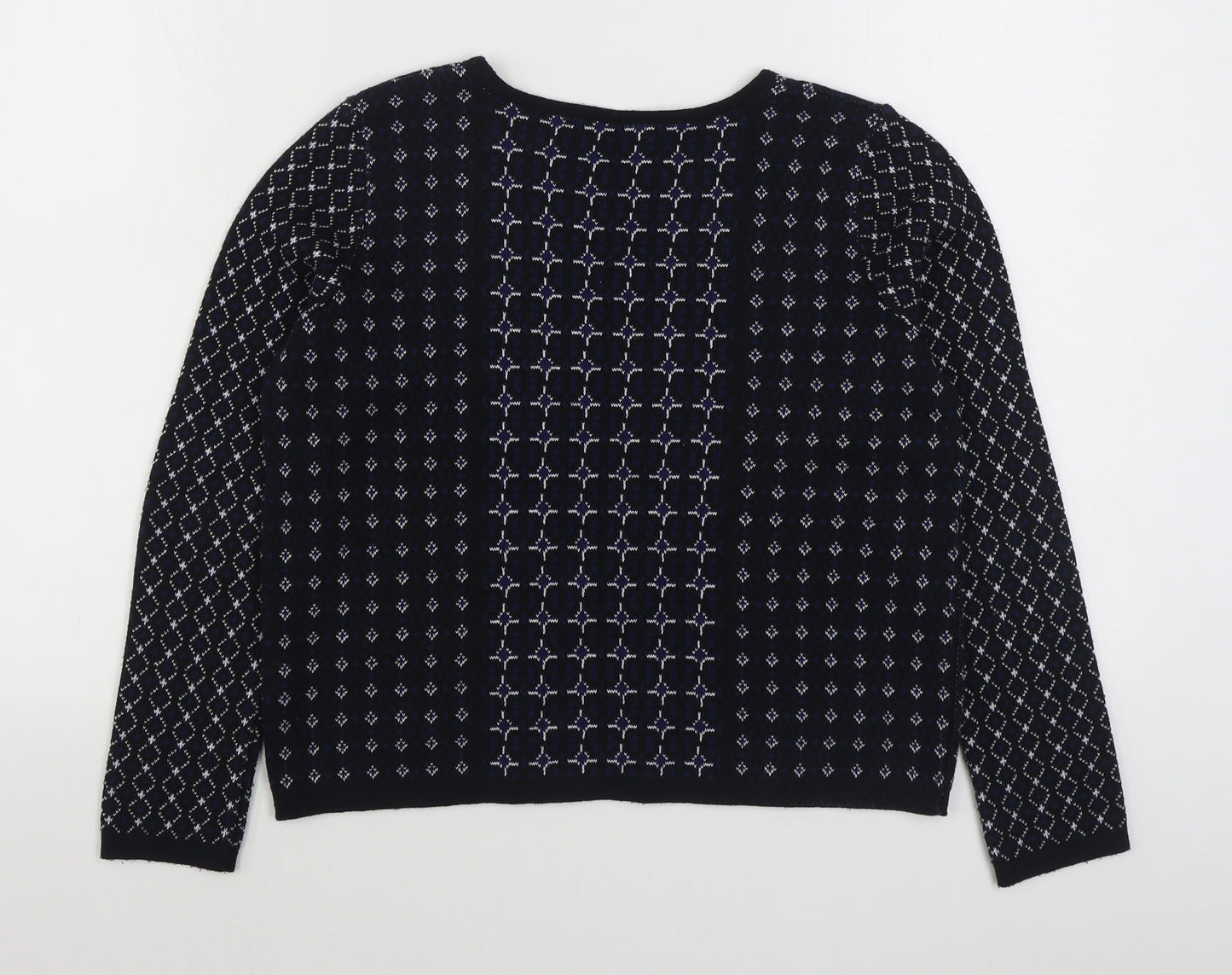 George Womens Black Boat Neck Geometric Acrylic Pullover Jumper Size 10