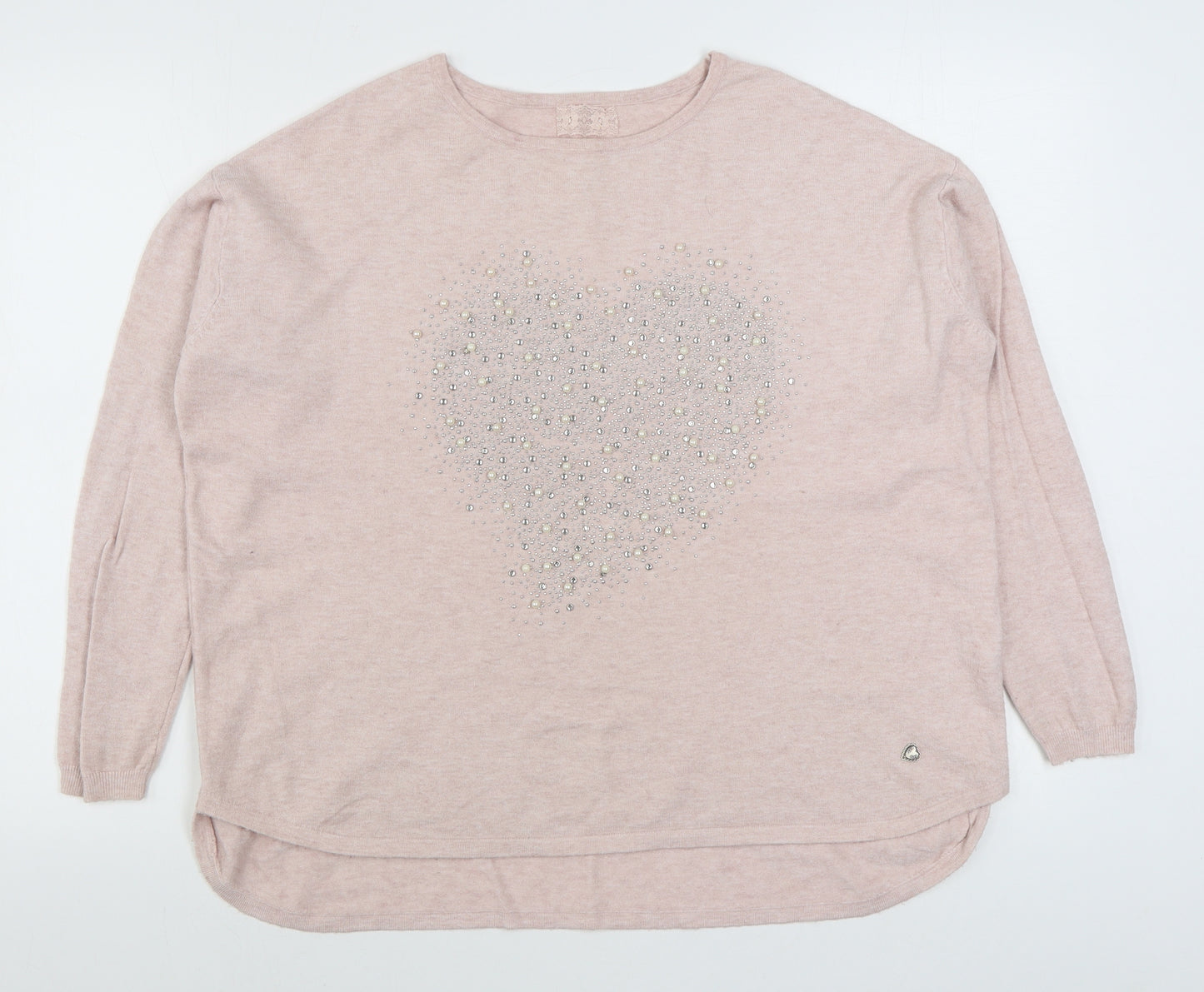Preworn Womens Pink Boat Neck  Viscose Pullover Jumper Size M