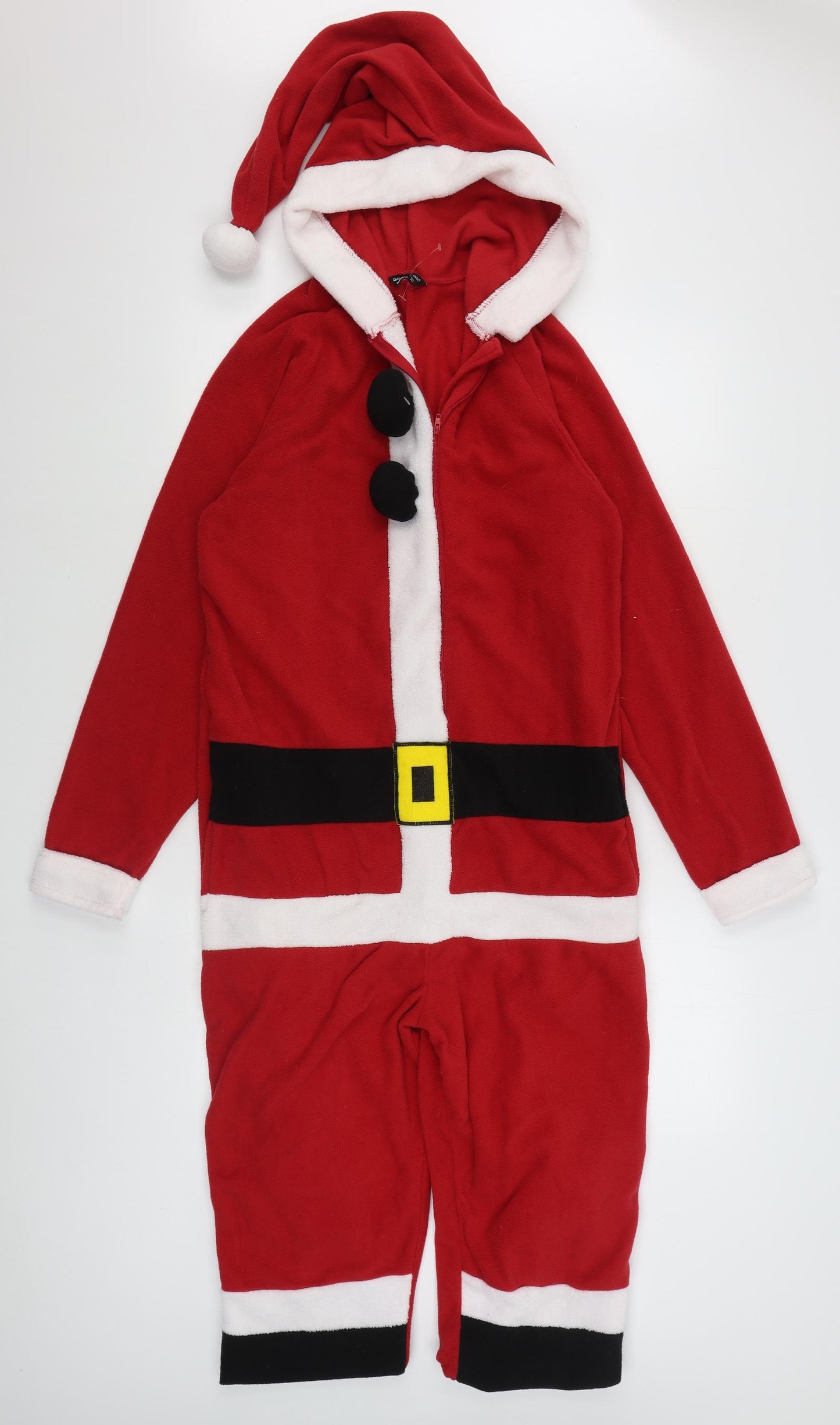 Cedar Wood State Mens Red Solid Polyester  One Piece Size XS  Zip - Santa Onesie