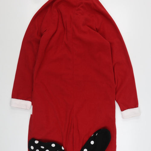 Cedar Wood State Mens Red Solid Polyester  One Piece Size XS  Zip - Santa Onesie