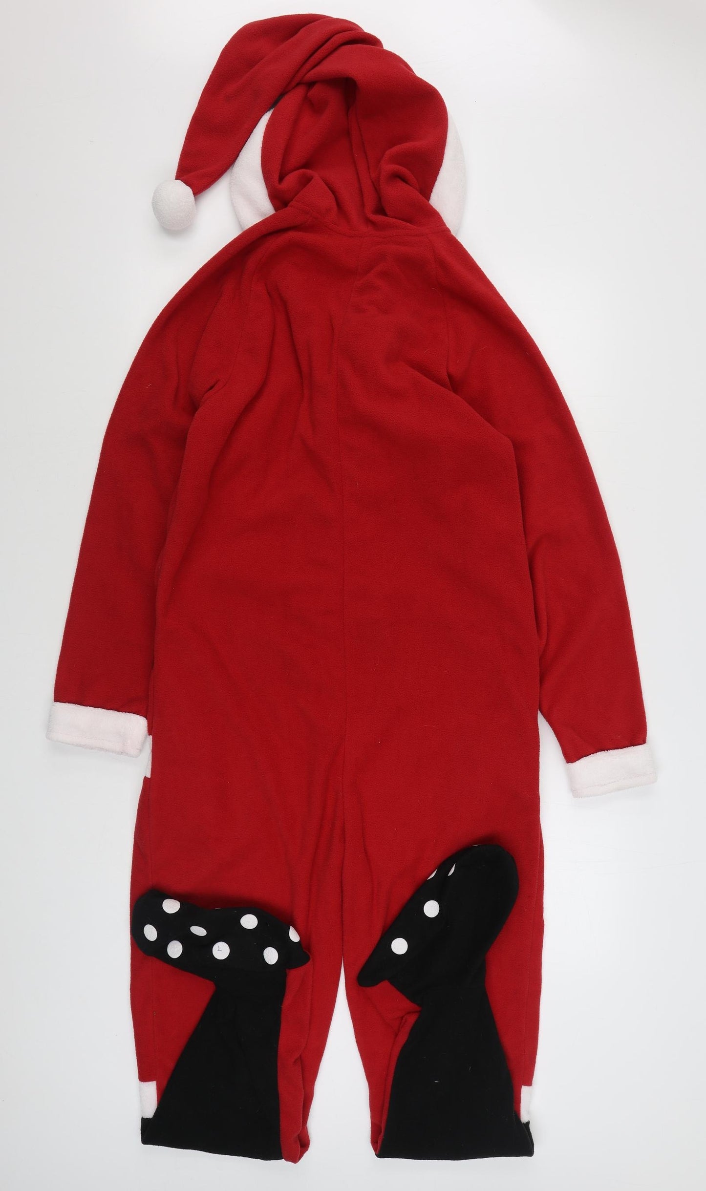 Cedar Wood State Mens Red Solid Polyester  One Piece Size XS  Zip - Santa Onesie