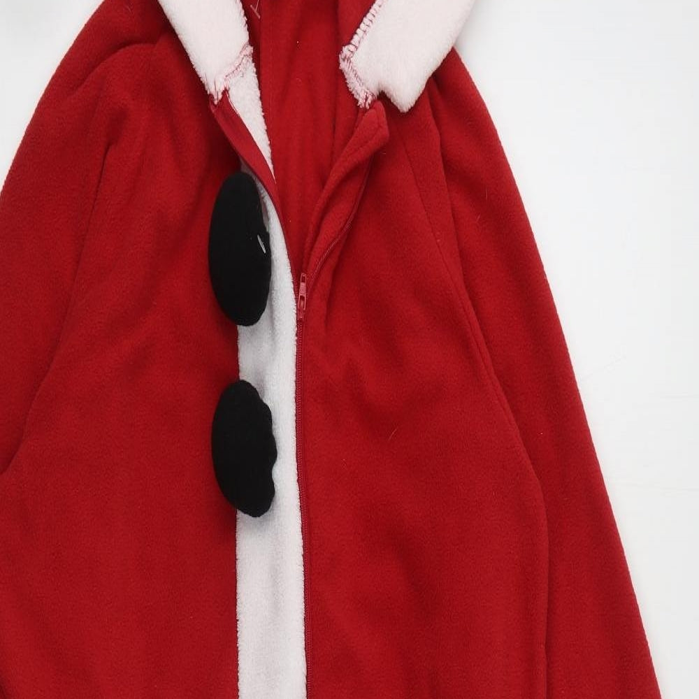 Cedar Wood State Mens Red Solid Polyester  One Piece Size XS  Zip - Santa Onesie