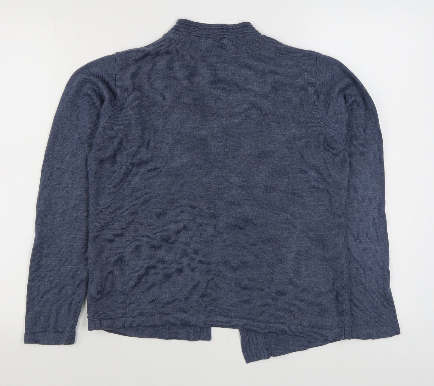 EWM Womens Blue Scoop Neck Striped Acrylic Pullover Jumper Size S
