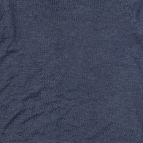 EWM Womens Blue Scoop Neck Striped Acrylic Pullover Jumper Size S
