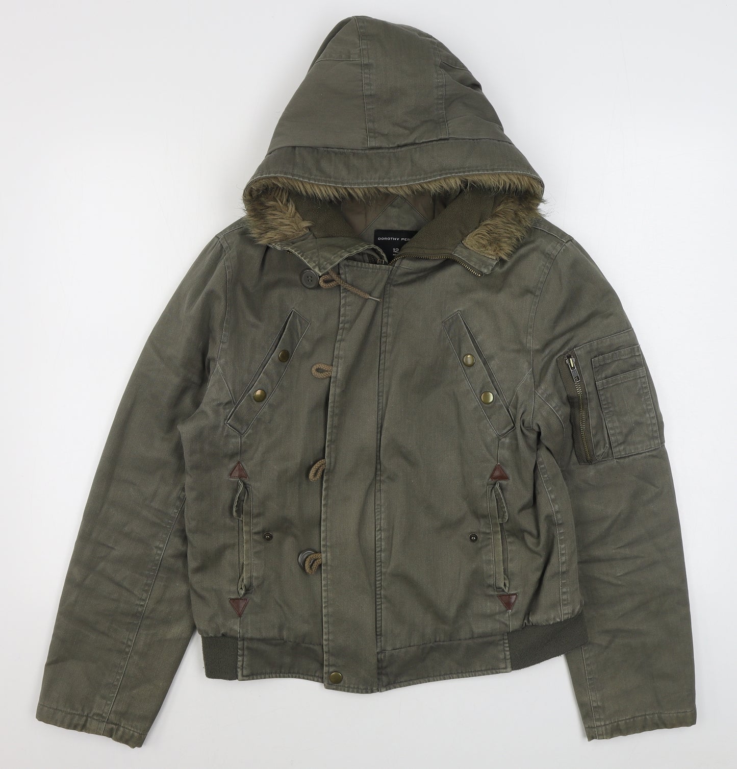 Dorothy Perkins Womens Green   Parka Coat Size 12  Zip