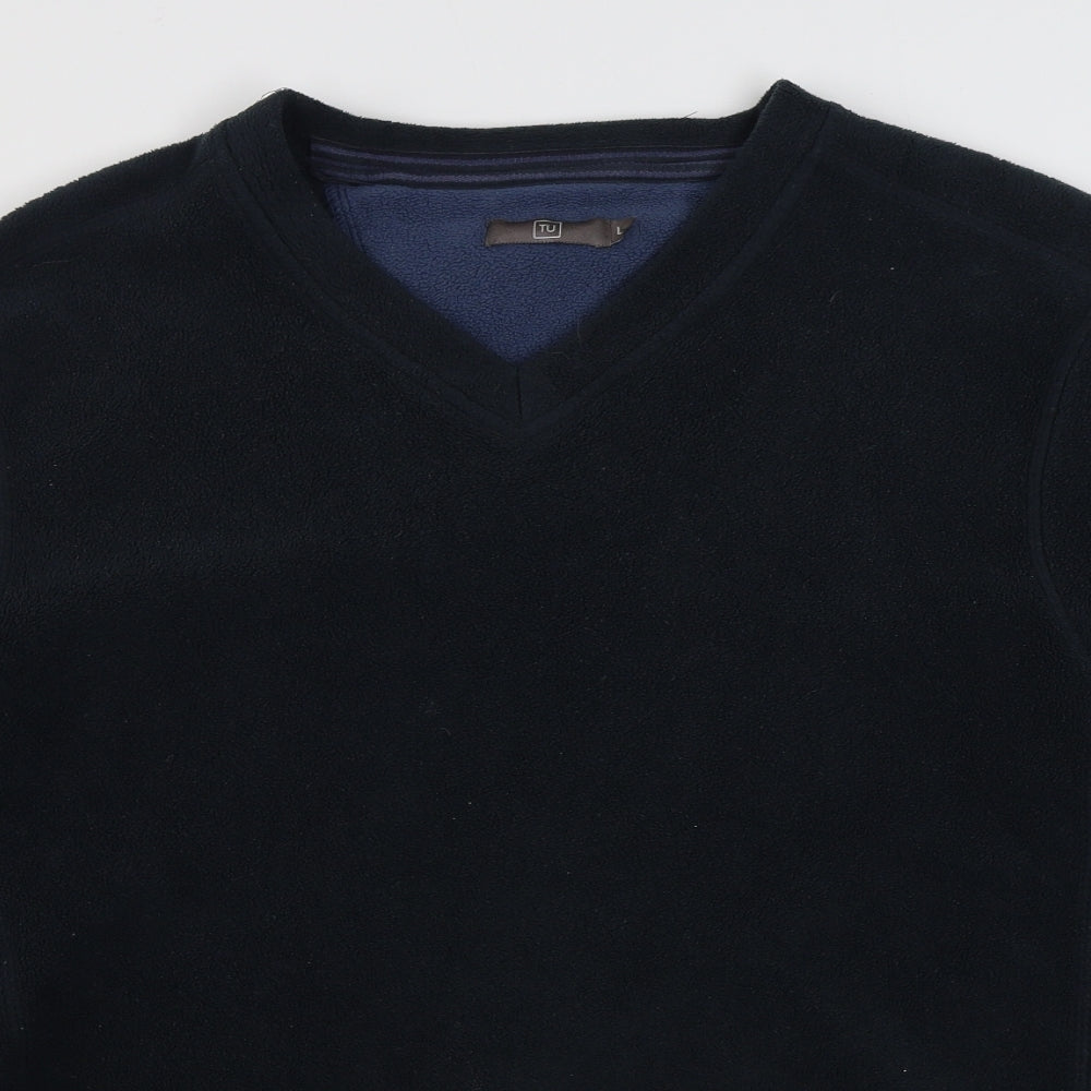 TU Mens Blue  Polyester Pullover Sweatshirt Size L