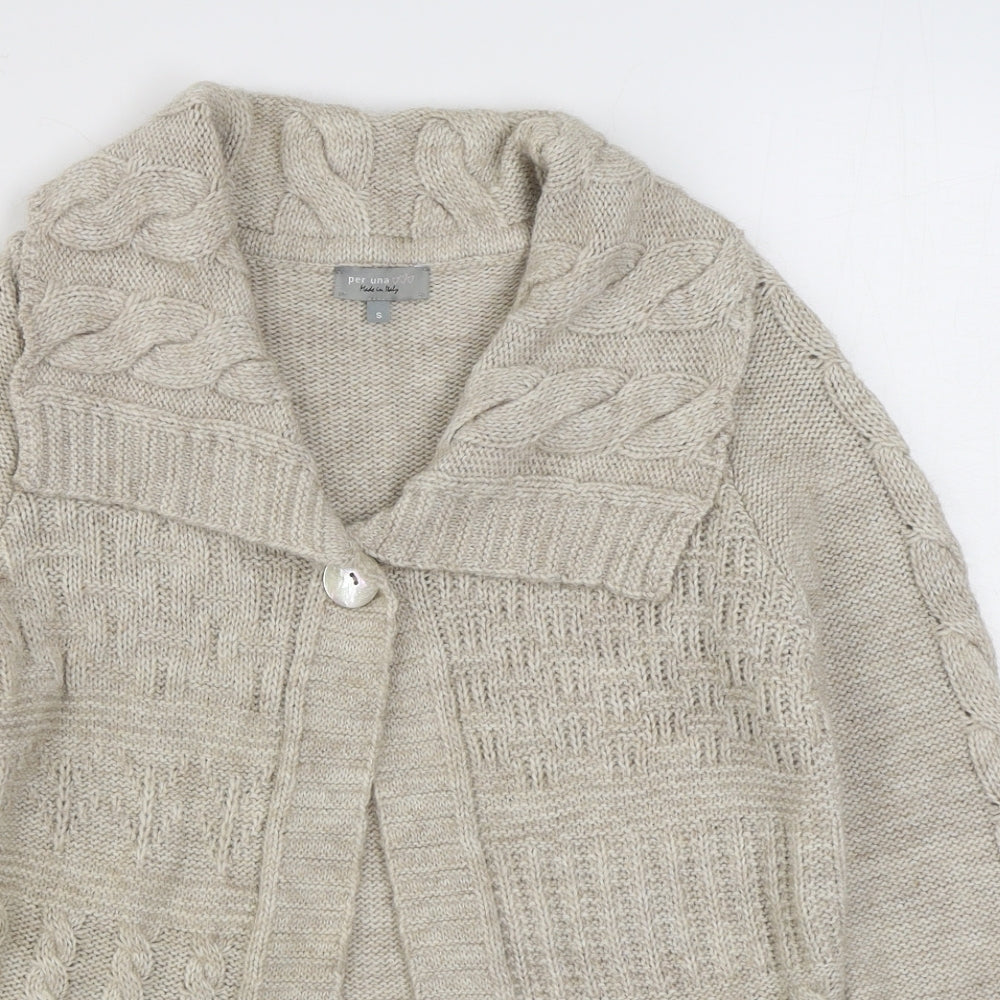 Per Una Womens Beige V-Neck  Acrylic Cardigan Jumper Size S
